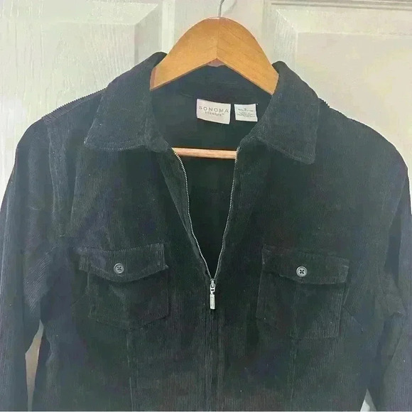 Sonoma Black Corduroy Full Zip Jacket Ladies size Small - Picture 2 of 7